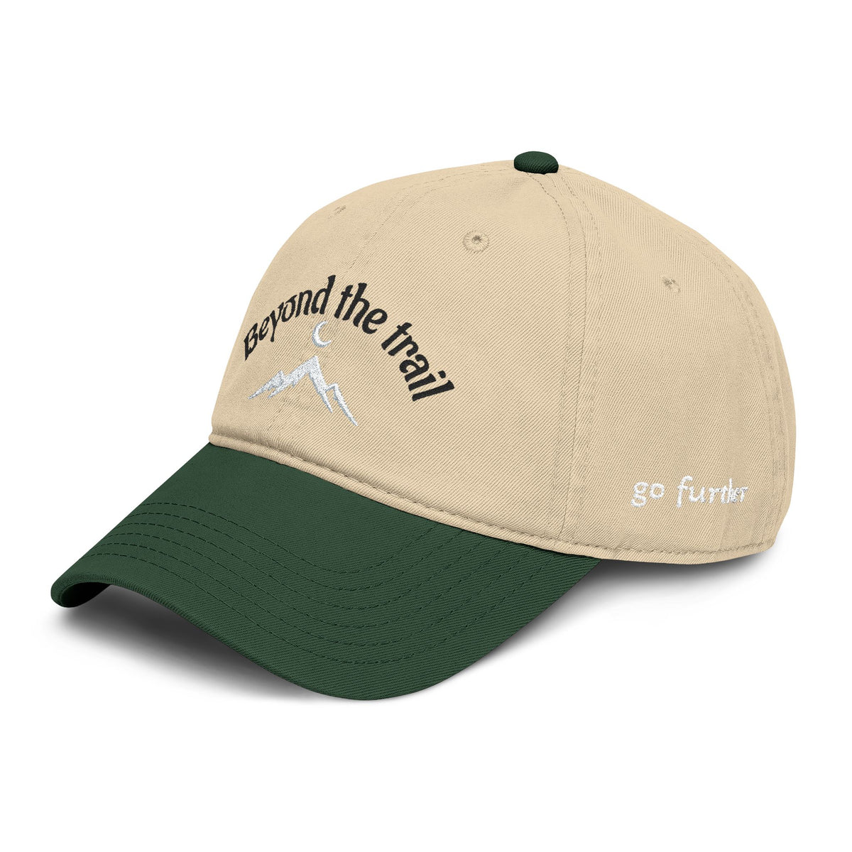 Beyond the Trail Washed Baseball Cap — Embroidered Mountain Adventure Hat