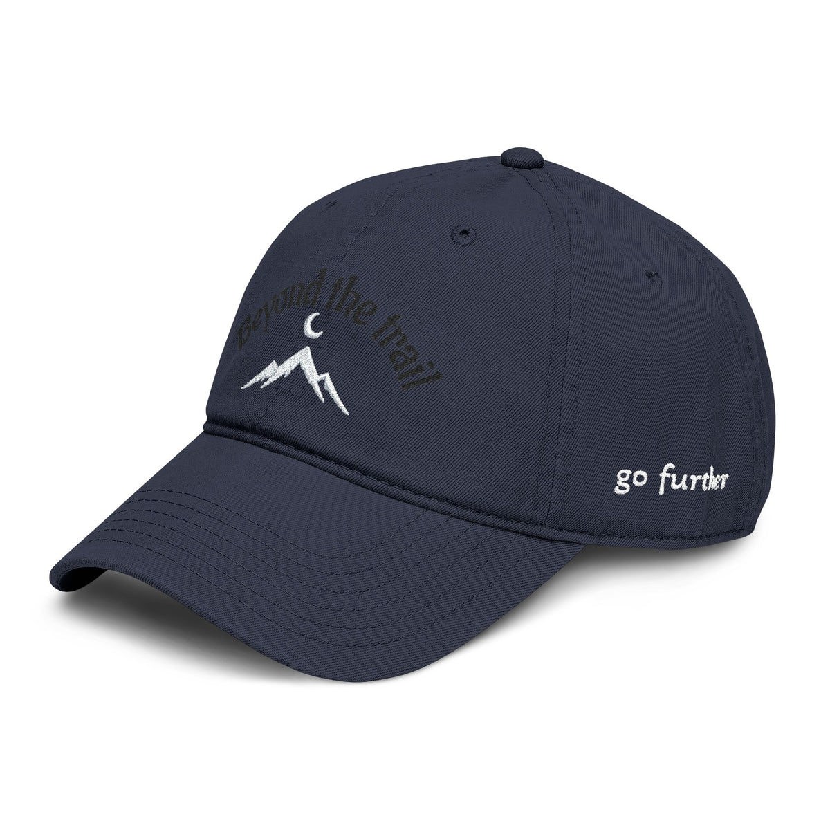 Beyond the Trail Washed Baseball Cap — Embroidered Mountain Adventure Hat